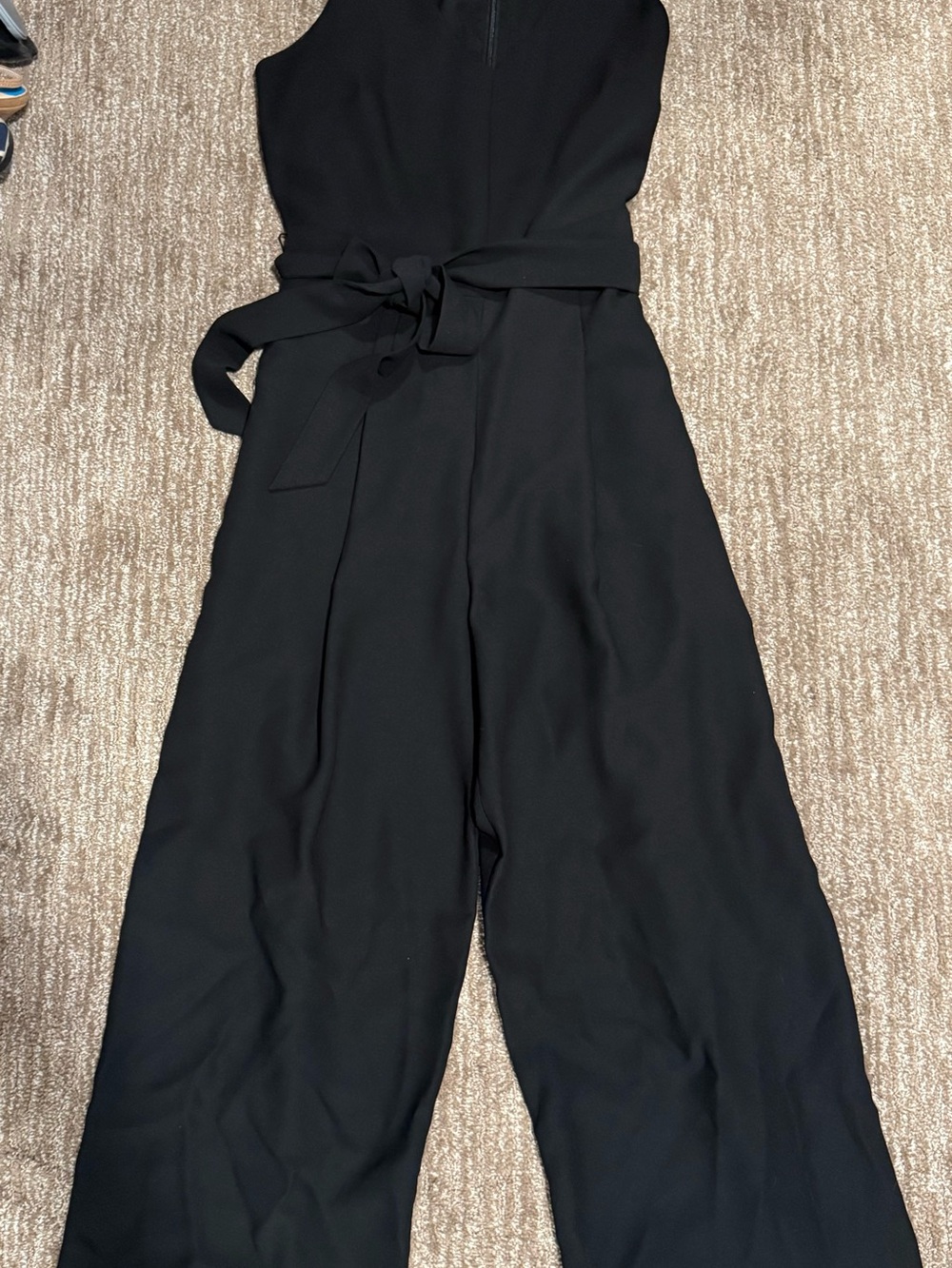 Banana Republic Black Sleeveless Wide-Leg Jumpsuit with Waist Tie